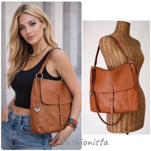 NWT Nardelli Brown Tan Leather Convertible Shoulder Cross Body Bag